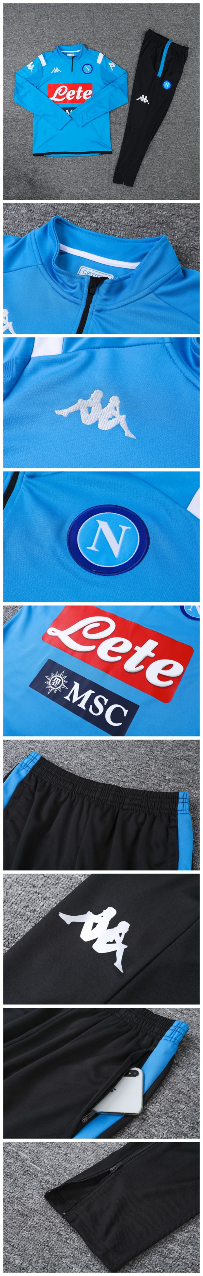 19-20 Napoli Home Blue Zipper Jacket Kit - Click Image to Close